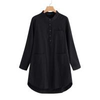 ✖▨❐ ZANZEA Womens V Neck Buttons Plus Size Long Sleeve Mni Dress