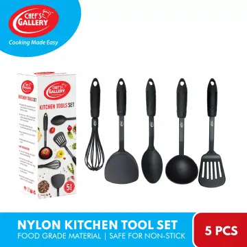 Linoroso Nylon Cooking Utensils Set, 7 Pieces Elevate Kitchen Utensil Set with Exquisite Rotating Stand, Innovative Weighted