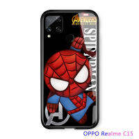 UCUCเคสโทรศัพท์SสำหรับRealme C15 การ์ตูนสำหรับสาวเคสโทรศัพท์สำหรับซูเปอร์ฮีโร่สำหรับManไอรอนแมนสไปเดอร์แมนฝาครอบGlossyกระจกเทมเปอร์กรณีปลอก