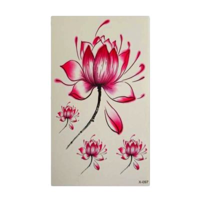 baoda Waterproof Lotus Flower TATTOO สติ๊กเกอร์ลายดอกไม้ลายชั่วคราว Body Art TATTOO