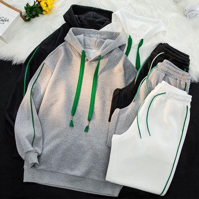 [COD] Mens hooded sports suit spring and autumn sweater student trousers loose T-shirt two-piece set trendy