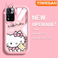 YIWESAN เคสสำหรับ Xiaomi Poco X4 NFC ลายการ์ตูน Hello Kitty Bear สีสันสดใสน่ารักเคสซิลิโคนเลนส์กล้องถ่ายรูปแบบนิ่มปิศาจใสกันกระแทกแบบใสง่ายเคสป้องกัน