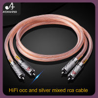 ATAUDIO Hifi สายเคเบิล RCA คุณภาพสูงทองแดงและเงินผสม2RCA ตัวผู้กับตัวผู้สายออดิโอ