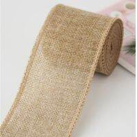 5m/Roll Natural Jute Burlap Rolls Solid Corded Edge Hessian Ribbon for Large Bow  Wreath  Tree Decor Wedding Christmas Supplies Gift Wrapping  Bags