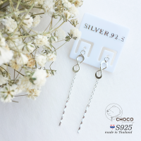 S925 ต่างหูโซ่อินฟินิตี้เงินแท้ 02 Sterling Silver Chain Infinity Earrings Silver