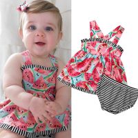 Citgeett Summer Infant Newborn Baby Girl Watermelon T-shirt Clothes+Briefs Striped Shorts Pants Outfit Sets  by Hs2023