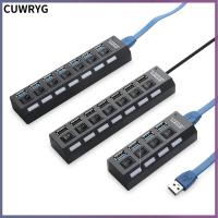 CUWRYG ด้วยเปิด/ปิด ตัวขยายหลายตัว 2.0 USB 3 Hub 4/7 พอร์ต Multi USB Splitter ฮับ USB 3.0 4/7-พอร์ต USB Data Hub ฮับ USB 3.0