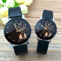 【YF】℡┅  2023 Student Couple Spire Glass Watches Men Round Leather Wrist Dropshipping