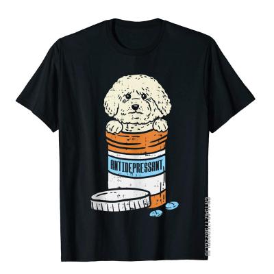 Antidepressant Bichon Frise Medicine Cute Pet Dog Lover Gift T Shirt Brand New High Street Cotton Men Tops &amp; Tees Fashionable