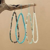 Beaded Mobile Phone Pendant Handmade Natural Stone Chinese Style Wrist Strap Lanyard Anti-Lost Cellphone Chain Key Bag Pendant