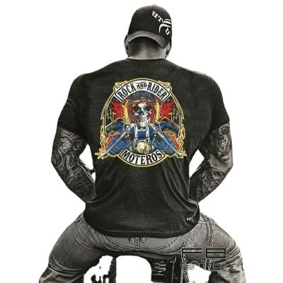 Rock Rider Skull Bikers Tshirt Cotton Mens T New S3Xl Moteros