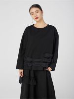 XITAO T-shirt Three-dimensional Pleated Loose Women Top