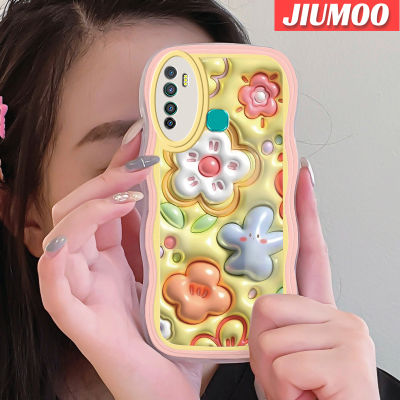 เคส JIUMOO สำหรับ Infinix เคส X655C 9 Pro ลายการ์ตูน3D ดอกไม้สีสันสดใสเคสโทรศัพท์ขอบเป็นคลื่นน่ารักแฟชั่นเคสซิลิโคนนิ่มใสแบบแฟชั่นเคสโปร่งใสป้องกันการกระแทกเลนส์กล้องถ่ายรูป