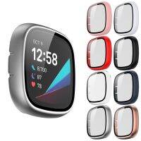 Glass Screen Protector Protective Cover PC Case Compatible with Versa3/Sense Watch Smartwatch Surround Bumper Shell