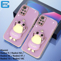 สำหรับ Xiaomi Redmi A1 / Redmi 9 /Redmi 9A / Redmi 9C / Redmi 9T / Redmi 10 /Redmi ชุบ10C ทองเคสกันกระแทกติ๊กต๊อกตาข่ายสีแดงการ์ตูนขายดีสีแดงเคสโทรศัพท์รูปเป็ดน่ารักพร้อมขายึด