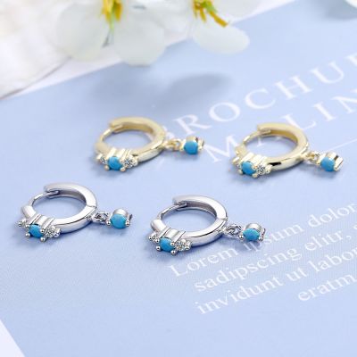 Fanqieliu Gold Color Fashion Blue Store Crystal Solid 925 Sterling Silver Drop Earrings For Women FQL21017