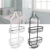 ◑ Household Iron Wall Mounted Bathroom Basket 2 Layer Punch Free Bathroom Shelves Toilet Accessories