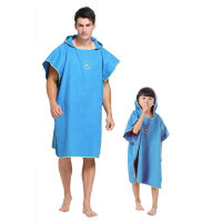 Fashion Parent-child Suit Adults and Kids Beach Hooded Bath Robe Towel Poncho Microfiber Surf Poncho Wetsuit Changing Towel