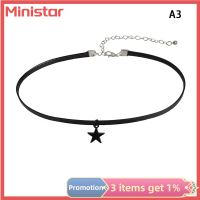 Ministar สร้อยคอหนัง PU สำหรับผู้หญิงแบบสั้นสีดำไหปลาร้าสร้อยคอโกธิค