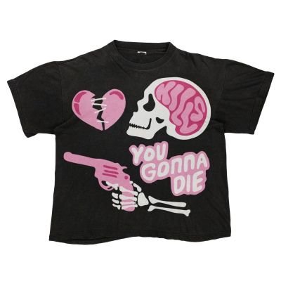 2023 INS Summer Fun Funny Gothic Skull Text Printing Short Sleeve Y2K Men and Women Casual Breathable Loose Personality T-shirt
