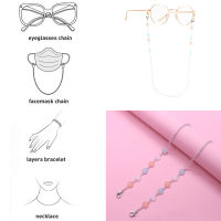 SOMEDAYMX Sweet Eyeglass Lanyard Sunglasses Cords Cord Holder Glasses Chain Anti-lost Trendy Wild Neck Straps Temperament Acrylic Heart Beaded Chain