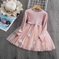 【jeansame dress】 GirlsWinter Long Sleeve Dresses For3-8 Years Birthday Party Clothing Children HolidayNew Year Costume