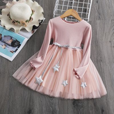 〖jeansame dress〗 GirlsWinter Long Sleeve Dresses For3-8 Years Birthday Party Clothing Children HolidayNew Year Costume