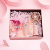 【Ready】Mini Fan Adjustable Rechargeable Power Saving Low Noise Large Air Volume Birthday Gift USB Charging Handheld Fan Mist Sprayer Baby Breath Flower Bouquet Gift Box Set For Qixi Festival