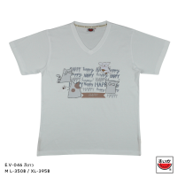 แตงโม (SUIKA) - เสื้อยืด คอวี แขนสั้น ลายแมวHAPPY (E.V-046)