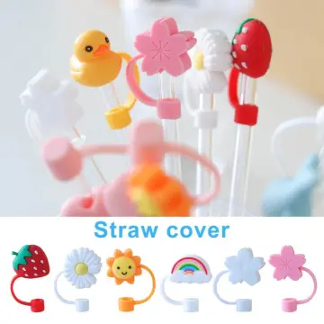 4pcs Silicone Straw Cap Cover Simple Straw Anti-dust Cover