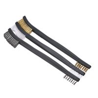 3Pcs Mini Steel Metal Brass Wire Brush Set Cleaning Polishing Detail Metal Rust Brush Polishing Derusting Home Cleaning Tools Pipe Fittings Accessorie