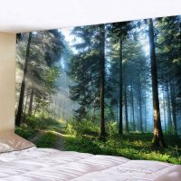 Natural Forest Printed Large Wall Tapestry Sunshine Scenery Hippie Wall Hanging Bohemian Wall Tapestries Mandala Wall Art Decor