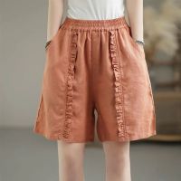 【มีไซส์ใหญ่】Plus Size Womens Elastic Waist Solid Color Summer Shorts Casual Leisure Female Hot Shorts