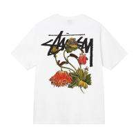 ☄ Pure cotton 100 Stuˉssˉy/Stuˉssˉy European and American fashion brand flower short-sleeved T-shirt loose hip-hop male and female couple T-shirt