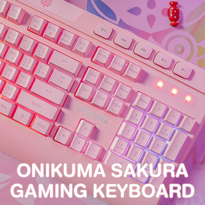 คีย์บอร์ด-onikuma-sakura-gaming-keyboard-คีย์บอร์ดเกมมิ่ง-คีย์บอร์ดสำหรับเล่นเกม-มี-114-ปุ่ม-มีฟังก์ชั่นปุ่มลัด-win-fn-รับประกันสินค้า-2-ปี-mobuying