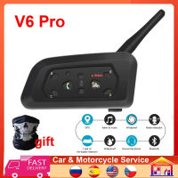 V6 PRO Bluetooth Motorcycle Helmet Intercom Headset 1200M BT Interphone Communicator For 6 Riders V6 Plus Moto Talkie