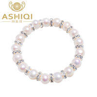 【☊HOT☊】 TE4QDQ SPECIALTY STORE Ashiqi 8-9มม.น้ำจืดแท้สร้อยข้อมือมุกสำหรับ Charm ผู้หญิงโบฮีเมียน