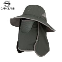 CAMOLAND Summer UPF50 Sun Hats For Women Men Bucket Hat With Neck Flap Outdoor UV Protection Long Wide Brim Hiking Fishing Caps