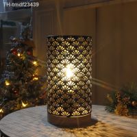 ❆﹍ Pattern Hollow Table Lamp Battery Powered Warm Lantern Bedroom Bedside Desk for Wedding