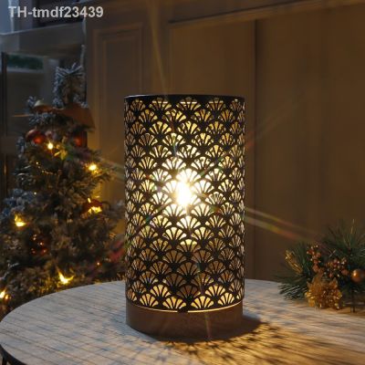 ❆﹍ Pattern Hollow Table Lamp Battery Powered Warm Lantern Bedroom Bedside Desk for Wedding