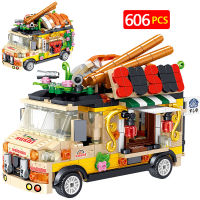 City Street View Girls Ice Cream Car Food Shop Mini Building Blocks Camping Vehicle Friends Bricks Toys for Children Gifts