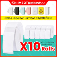 Niimbot D11 D101 D110อย่างเป็นทางการฉลากสติกเกอร์กระดาษม้วนขนาดต่างๆของฉลากสีขาวเอกสาร3 5 10ม้วน