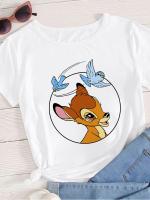 Kawaii กวาง Bambi กระต่าย Thumper กราฟิกการ์ตูนผู้หญิง Disney T เสื้อสบายๆฤดูร้อนเรียบง่าย O-Neck เสื้อยืด S-5XL