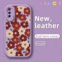 Jjlingji เคสสำหรับ Vivo Y20 Y20i Y20s Y12s Y20 2021 Y12a Y20S กรัม Y20T Y20S เมตร Y20S D เคสแฟชั่นลายดอกไม้สีเขียวเคสใส่โทรศัพท์หนังซิลิโคนนิ่มป้องกันการตกพร้อมเคสป้องกันกล้องครอบเต็มเลนส์