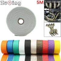 【lz】✺  Motorcycle Exhaust Thermal Muffler Band Heat Wrap Isolation Roll Fiberglass High Temp Protector Tape com laços inoxidáveis