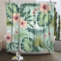 Tropical Leaves Shower Curtain Odorless Curtain For Bathroom Showers Bathroom Decor Fabric Set Watercolor Polyester 180x180cm