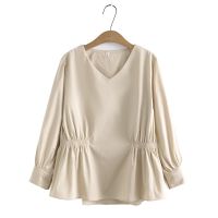 【มีไซส์ใหญ่】Plus Size XL-4XL Womens V-neck Long Sleeved Spring Autumn Tops Large Size Ladies Office-wear Elegant Blouses