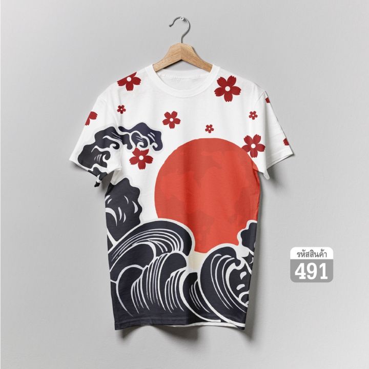loso-store-เสื้อพิมพ์ลายคลื่นทะเลญี่ปุ่น-ซามูไร-ต้นไม้-เท่ๆ