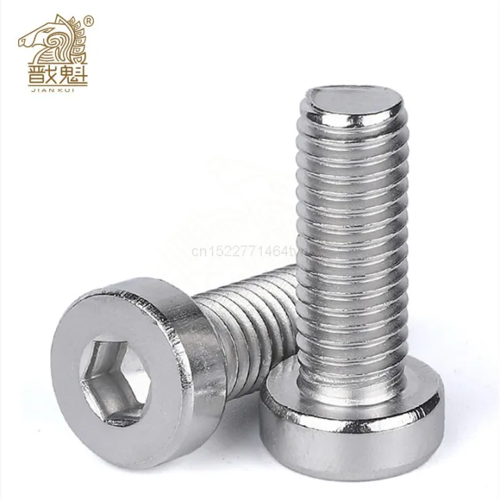 10-50-m3-m4-m5-m6-304-a2-70-stainless-steel-din7984-hex-hexagon-socket-tipis-rendah-profil-singkat-kepala-allen-cap-sekrup-baut-l-4-40mm