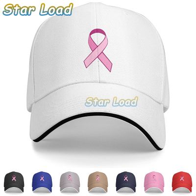 NLNQ Mens Pink Ribbon Breast Cancer Awareness Washed Twill Sandwich Caps Hats Baseball Cap for Unsiex Sandwich Cap for Woman